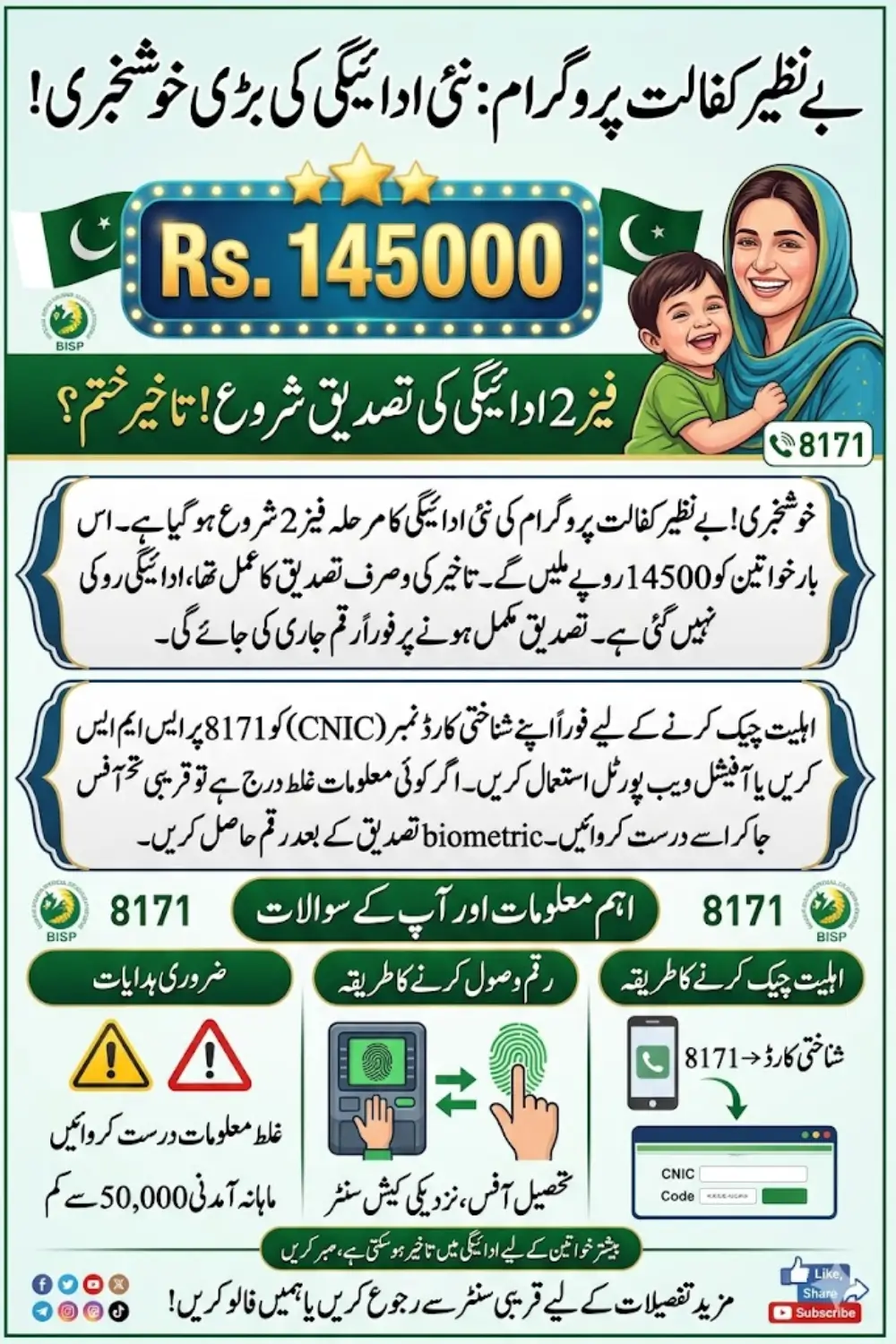 How to Check Benazir Kafaalat Payment 14500 Status